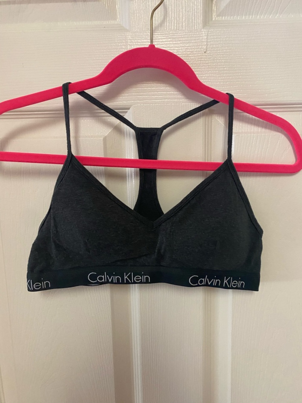 Calvin Klein Dark Gray Logo Elastic Racerback Bralette